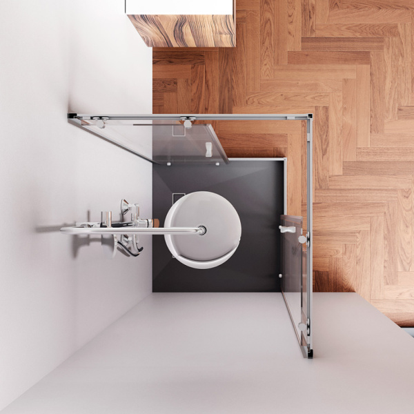 W87G-403-8080-MT Sunny Душевое ограждение AM.PM квадратное, раздвижн двери 80x80 серебро,стекло прозрачное