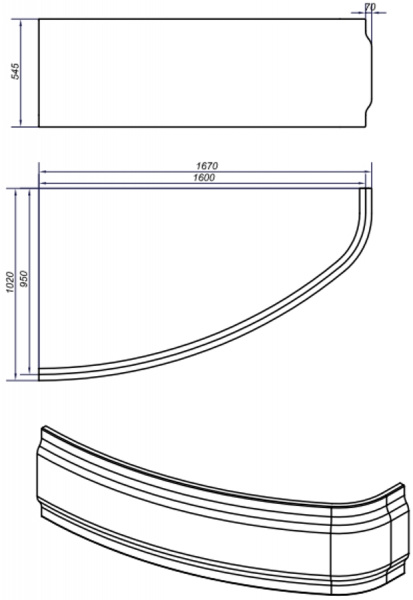 Фронтальная панель для ванны Cersanit Joanna 150 PA-JOANNA*150-R-W правая