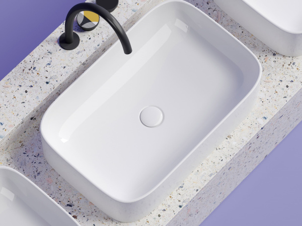 Умывальник чаша накладная прямоугольная Ceramicanova Element 605*380*150мм, белый, CN6053