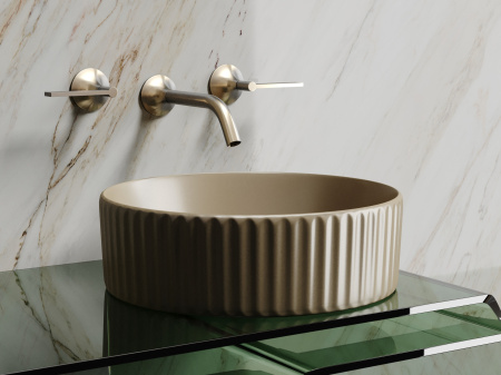 Умывальник чаша накладная круглая Ceramicanova Element 360*360*115мм, капучино матовый, CN6057MC