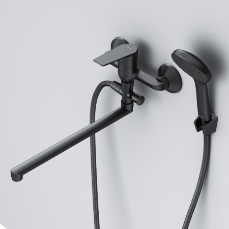 F90A90122 Gem, Смеситель для ванны и душа AM.PM, излив 325 мм, душевой набор, черный