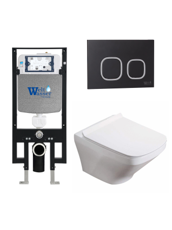 Комплект инсталляции с унитазом Weltwasser AMBERG 497 + HOFBACH 041 GL-WT + AMBERG RD-BL