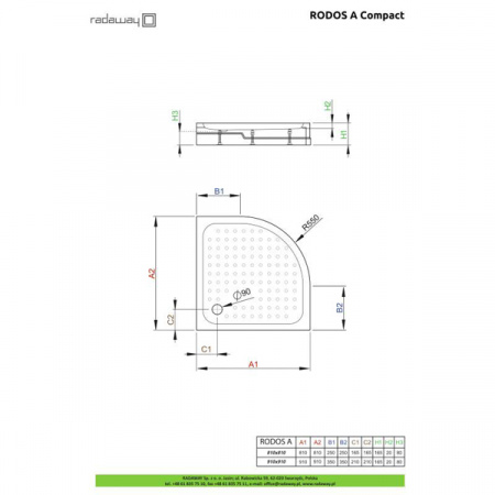 Душевой поддон Radaway Rodos A Compact 80x80 4P88155-03