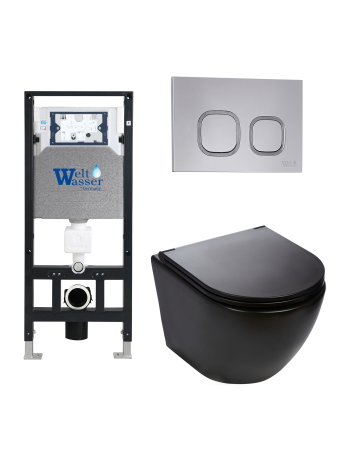 Комплект инсталляции с унитазом Weltwasser AMBERG 506 + MERZBACH 043 MT-BL + AMBERG RD-CR