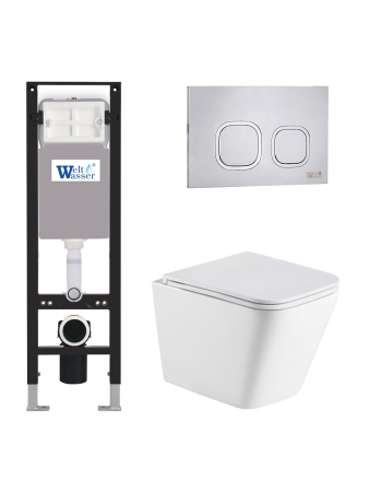 Комплект инсталляции с унитазом Weltwasser AMBERG 350 + GELBACH 043 MT-WT + AMBERG RD-MT CR