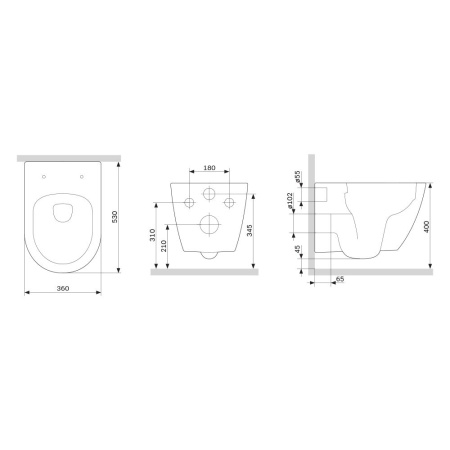 DX22C1700SC Apollo подвесной унитаз без ободка с сиденьем микролифт