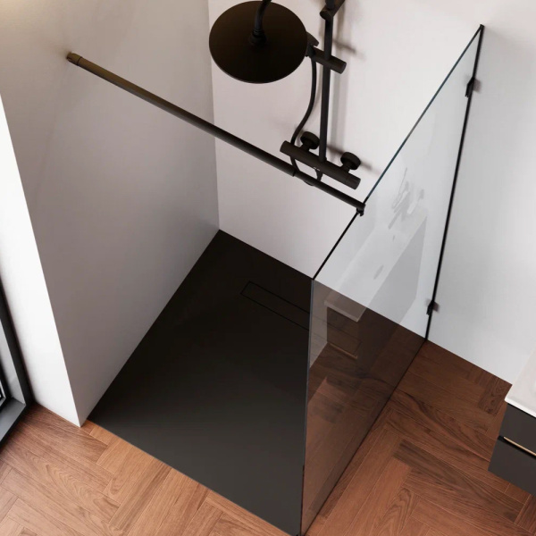 W94WI-90-F1-BTE Душевая перегородка AM.PM X-Joy 90x195, стекло прозр. 6 мм + покрытие, фурнитура черный