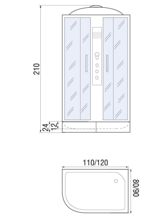 Душевая кабина River DUNAY 110/80/24 R MT 1100х800х2100мм