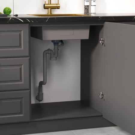 Сифон для одночашевой кухонной мойки с выпуском Reflexion Arno RX3001BL оружейная сталь