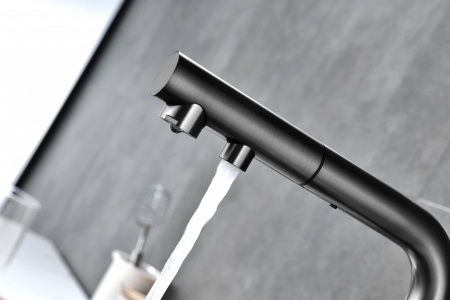 Смеситель для кухни Paulmark SERPENTINE Se213222-GM, вороненая сталь