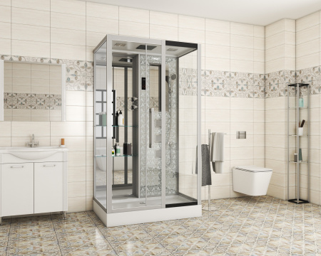 Душевая кабина Niagara Luxe NG-7713WR (82x120х215) низкий поддон(15см),дверь раздвижная,стенки серебро