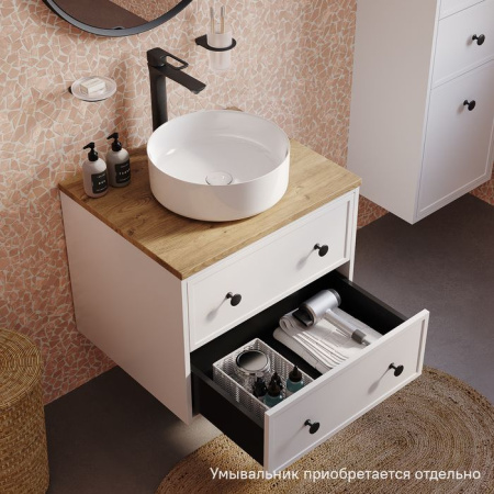 Тумба подвесная со столешницей МДФ, дуб верона 60 см IDDIS Torr белый матовый (TOR60WVi95K)