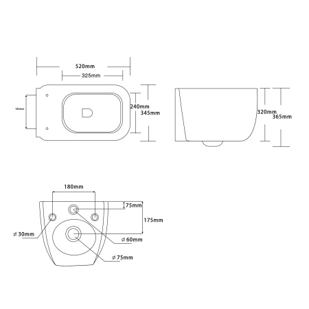 Унитаз ROMINA Aria Tornado подвесной безободковый со смывом торнадо Ceruttispa CT10613 (520х345х365)
