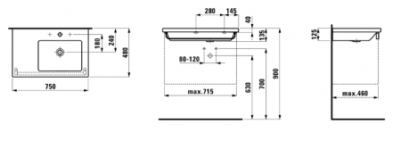 Умывальник Laufen Living Square 8174390001041 75x48x12