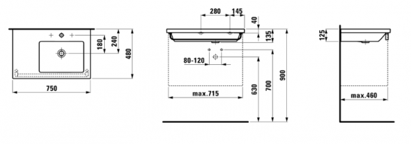 Умывальник Laufen Living Square 8174390001041 75x48x12