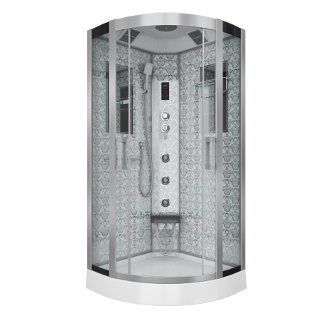 Душевая кабина Niagara Luxe NG-7715W (90x90х215) низкий поддон(15см),дверь раздвижная,стенки серебро