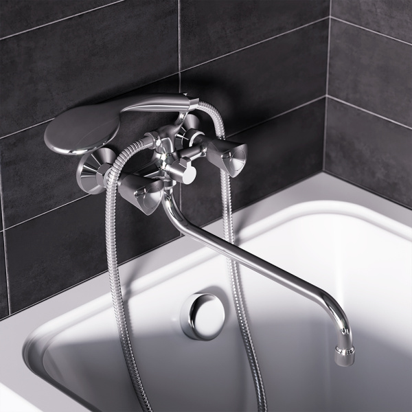 349500000 Object, Смеситель для ванны и душа AM.PM с длинным изливом, душ.гарнитуром