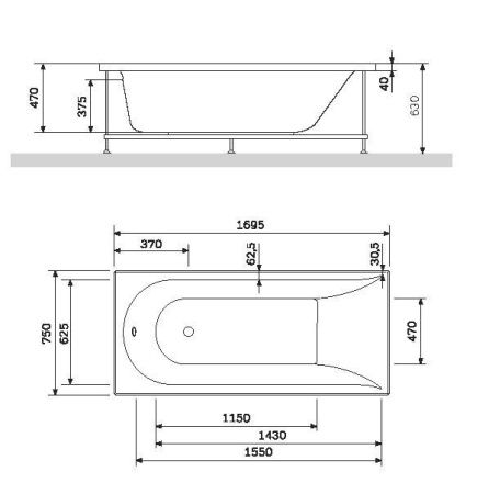 Ванна акриловая AM.PM Spirit W72A-170-075W-A2 170х75 см