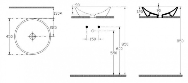 Раковина ISVEA SistemaY Soft накладная 450*450*120 цвет белая с декором 10SY66045SV-CML