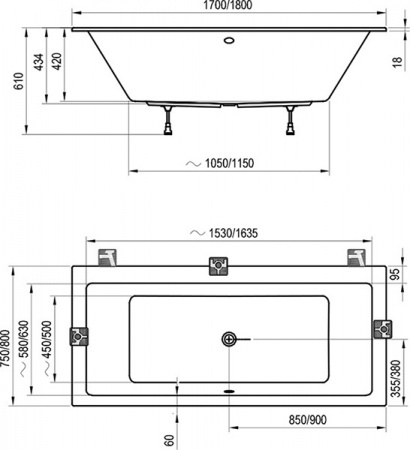 Акриловая ванна Ravak Formy 01 Slim 170x75 C691300000