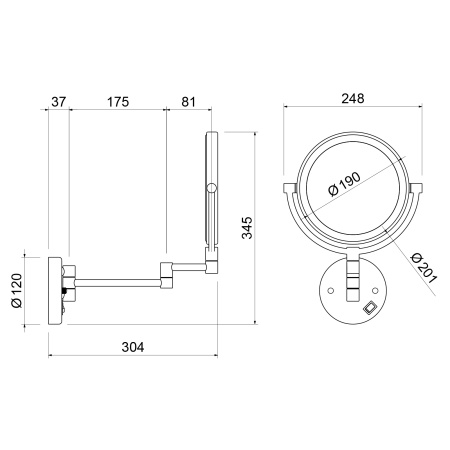 Зеркало косметическое с подсветкой TIMO Saona 13376/03, черный