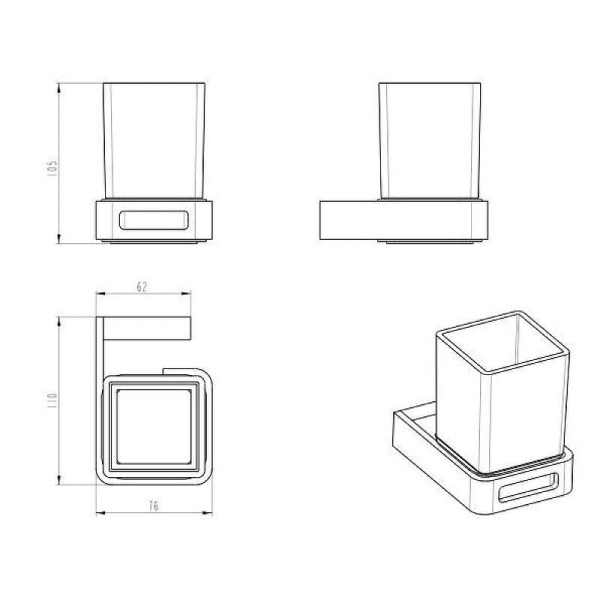 Стакан для зубных щеток Boheme Q 10944-B Черный