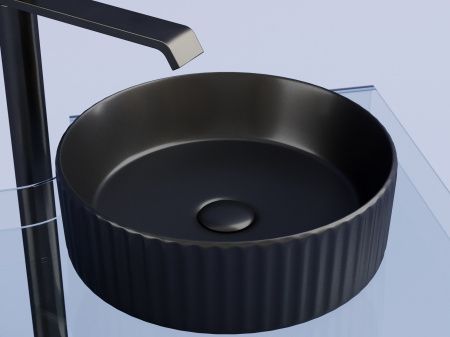 Умывальник чаша накладная круглая Ceramicanova Element 360*360*115мм, черный матовый, CN6057MB