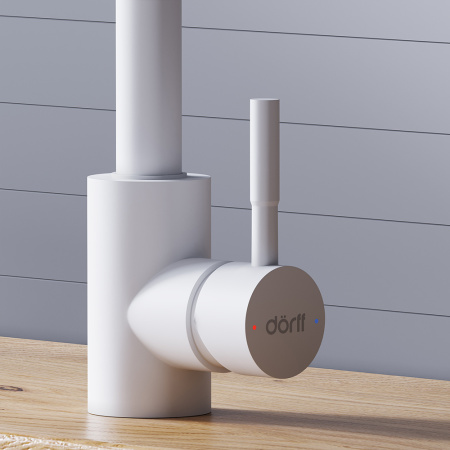 D3007533 Logic Кухонный смеситель Dorff  с вытягивающимся изливом, белый