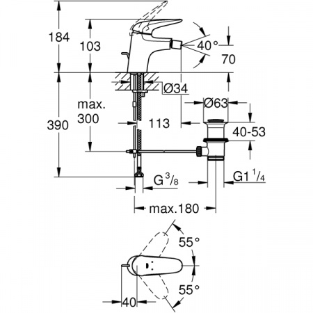 Смеситель для биде Grohe Eurostyle 23720003