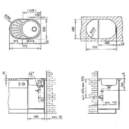 Кухонная мойка ТЕКА DR 77 1C 1E MTX 40127303