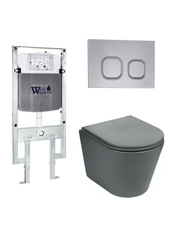 Комплект инсталляции с унитазом Weltwasser AMBERG 497 ST + SALZBACH 043 MT-GR + AMBERG RD-CR