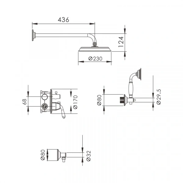 Душевая система Rose R0235H