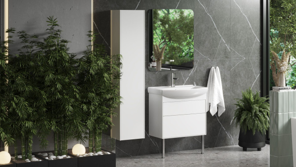 Тумба под умывальник Belux Клермонт напольная 60-02, белый глянцевый