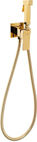 Смеситель встраиваемый с гигиеническим душем Hansberge H3077 Золото Глянец
