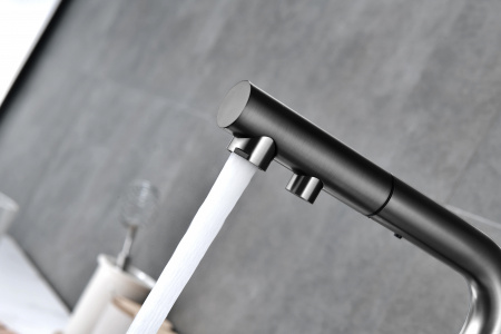 Смеситель для кухни Paulmark SERPENTINE Se213222-GM, вороненая сталь