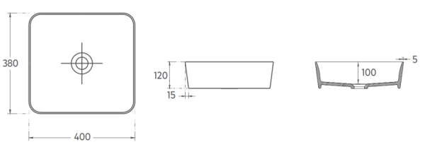Раковина накладная ISVEA Peak 10PE65040SV квадратная 40 см без цвет белый 10PE65040SV