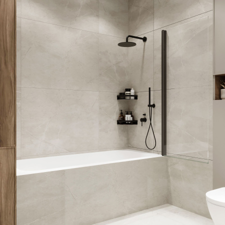 Шторка на ванну Benetto BEN_802_BL_C Wide Open 1500х700 4673735604582 прозрачное стекло, черный мат