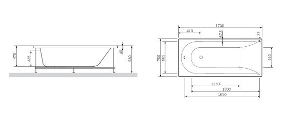 Каркас для ванны AM.PM Spirit W72A-170-070W-R2 170х70 см