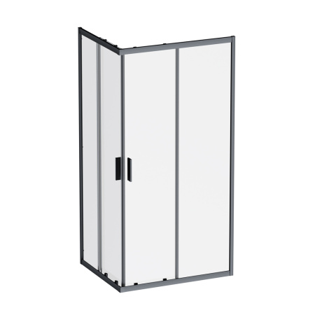 W90G-403-100280-BT Gem Душевое ограждение AM.PM прямоугольн.,раздвиж.двери 100x80 черный мат.,стекло прозрачное