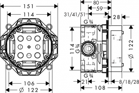 Скрытый механизм Hansgrohe iBox Universal 01800180