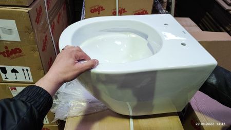 Комплект Styron STY-740+STY-800-2 хром-глянцевая кнопка смыва и унитаз подвесной TIMO RIMLESS KULO ТК-403