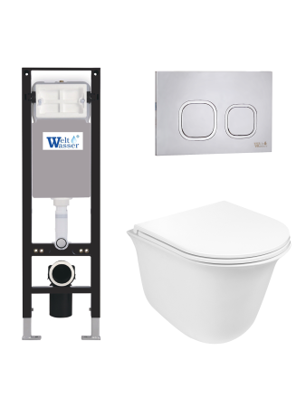 Комплект инсталляции с унитазом Weltwasser AMBERG 350 + TELBACH 004 GL-WT + AMBERG RD-MT CR