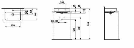 Умывальник Laufen Pro S 8169614001091 45x34x8