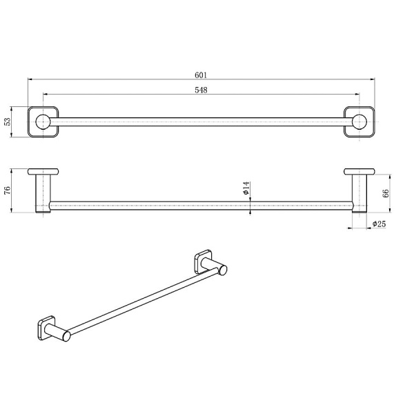 Вешалка для полотенец WONZON & WOGHAND, Темный графит (WW-V1101-GM)