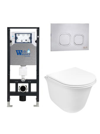 Унитаз с инсталляцией WeltWasser AMBERG 506 + TELBACH 004 GL-WT + AMBERG RD-MT CR