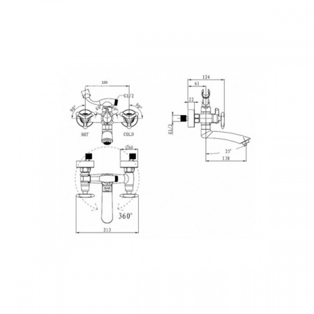 Смеситель для ванны Kaiser Trio 57122