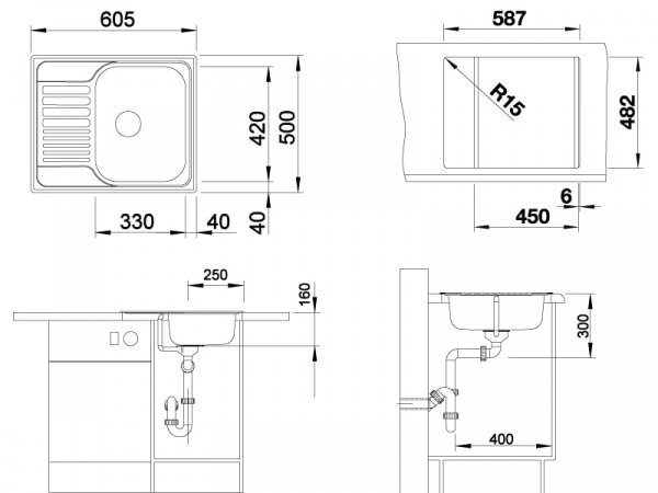 Мойка BLANCO TIPO 45 S mini матовая (207952+214381-1)