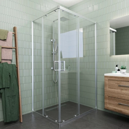 Душевой угол Veconi Rovigo RV-10, 1200x100x1950, хром, стекло прозрачное