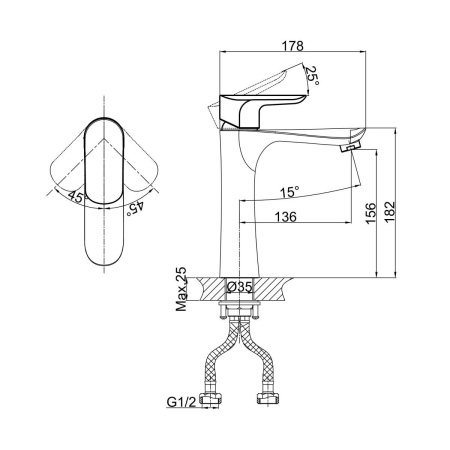 Смеситель для раковины D&K Venice DA1032601, хром