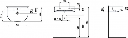 Умывальник Laufen Sonar 8103427571041 60x42x14.5